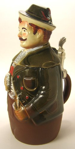 Man Figure German Beer Stein – detail view of the wooden figure