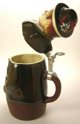 Man Figure German Beer Stein – side view of the wooden figure