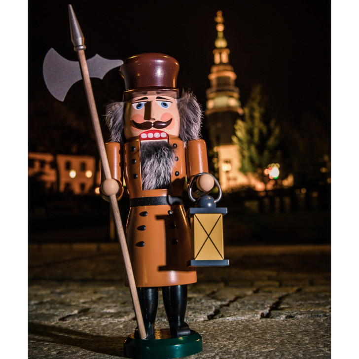 Night Watchman German Nutcracker | 14.2 Inches Tall – detail view of the German nutcracker