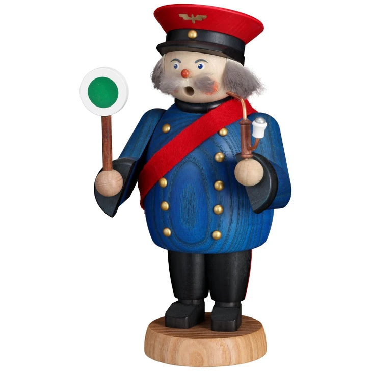 Railway Conductor German Smoker Incense Figurine – German Christmas smoker by Seiffener Volkskunst eG