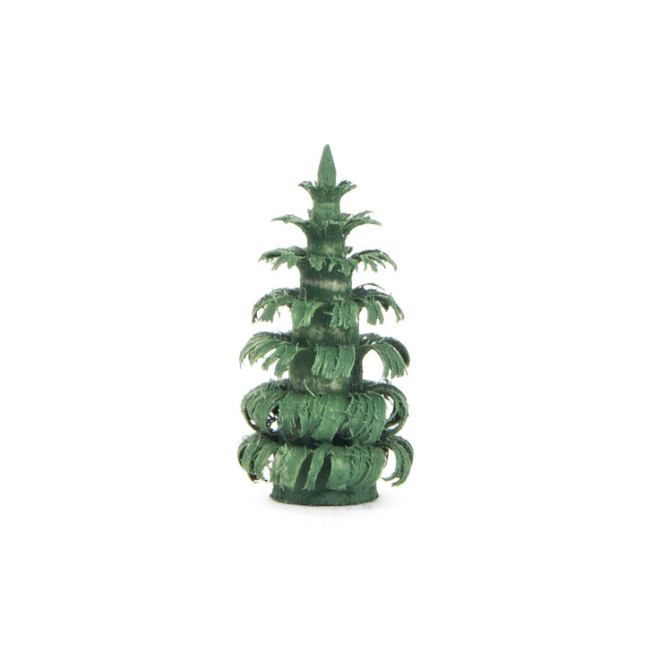 Green Wooden Shaved Tree German Figurine – detail view of the Christmas ornament