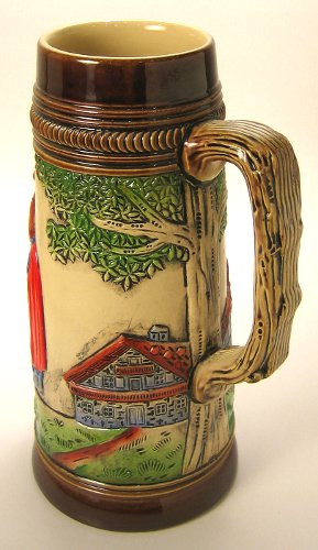 Old German Beer Waitress Stein – side view of the German handcrafted gift