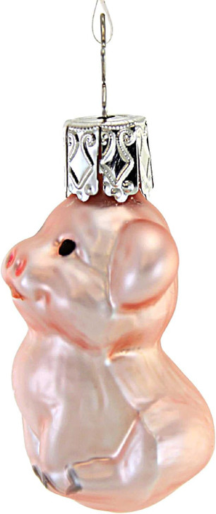 Little Pig Glass Ornament | 2" 5cm – detail view of the Christmas ornament