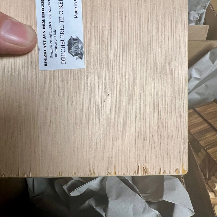 Forest Log Cabin Dog German Smoker - Manufactured Defect Splintered Base – alternate view of the German Christmas smoker