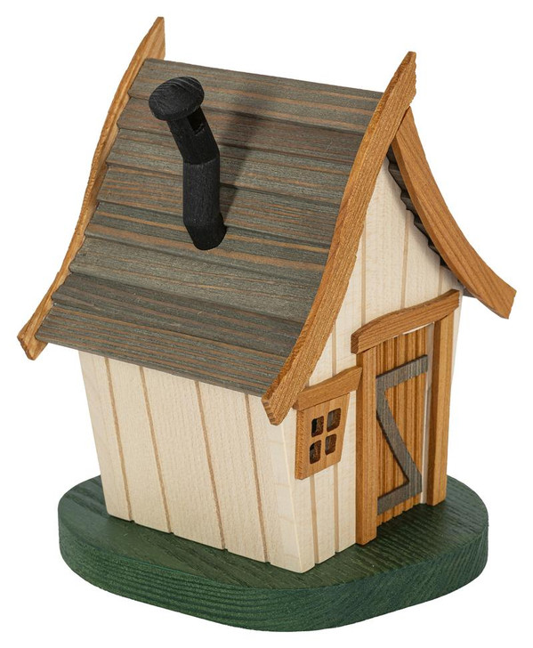White Rustic Wood Incense House with Chimney – 20 cm Decorative Smoker