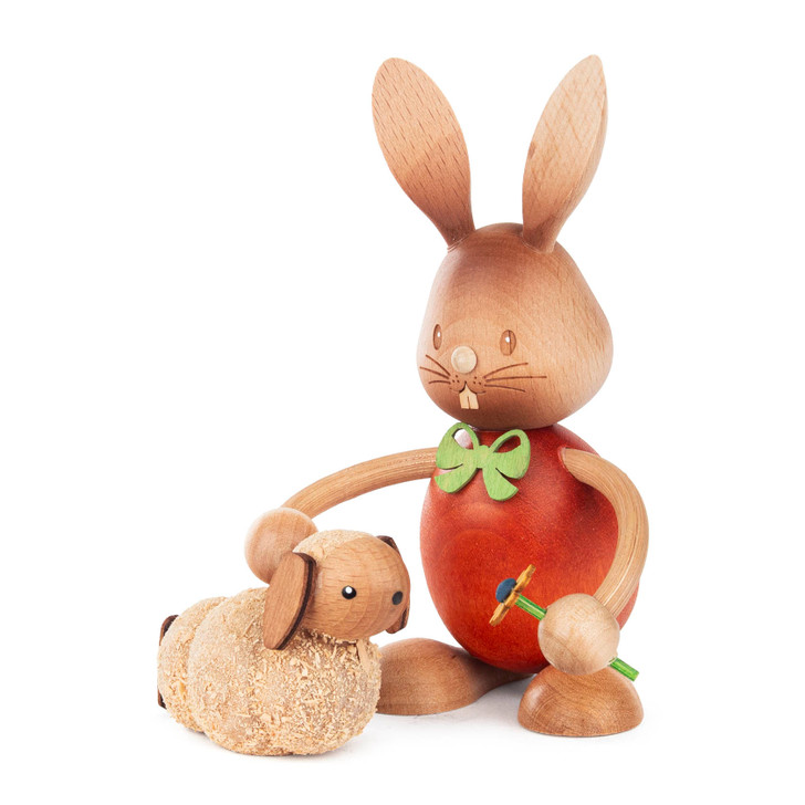 Wooden Rabbit with Lamb | 5 inches Tall