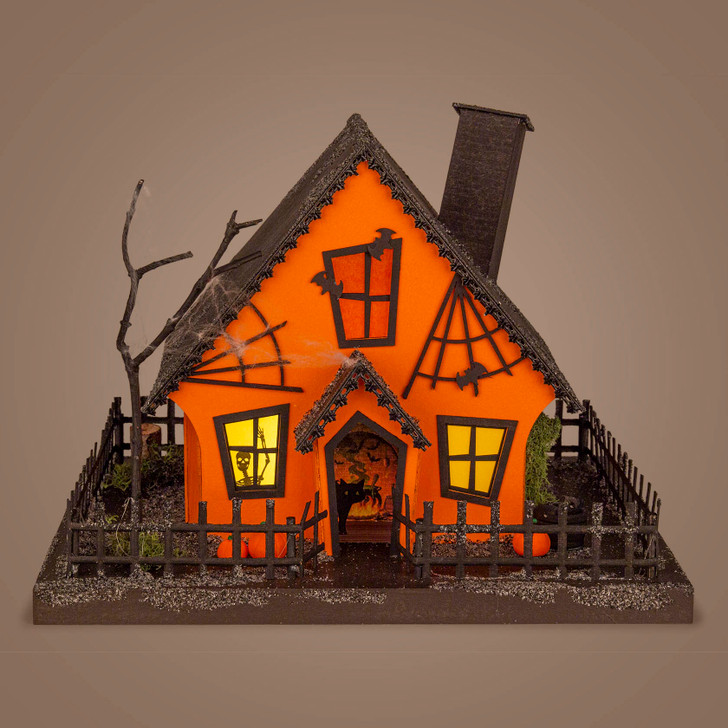 Pumpkin House Wooden Light-Up Decoration – alternate view of the Christmas light arch