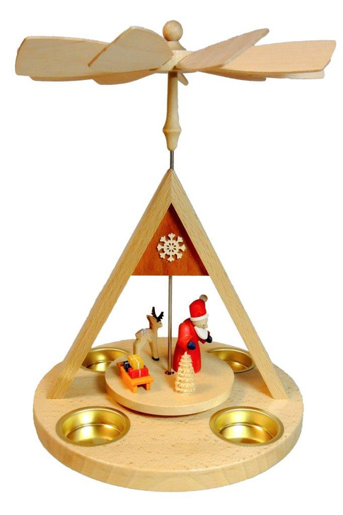 Pyramid Santa with Reindeer Tealight | 10.6 Inches