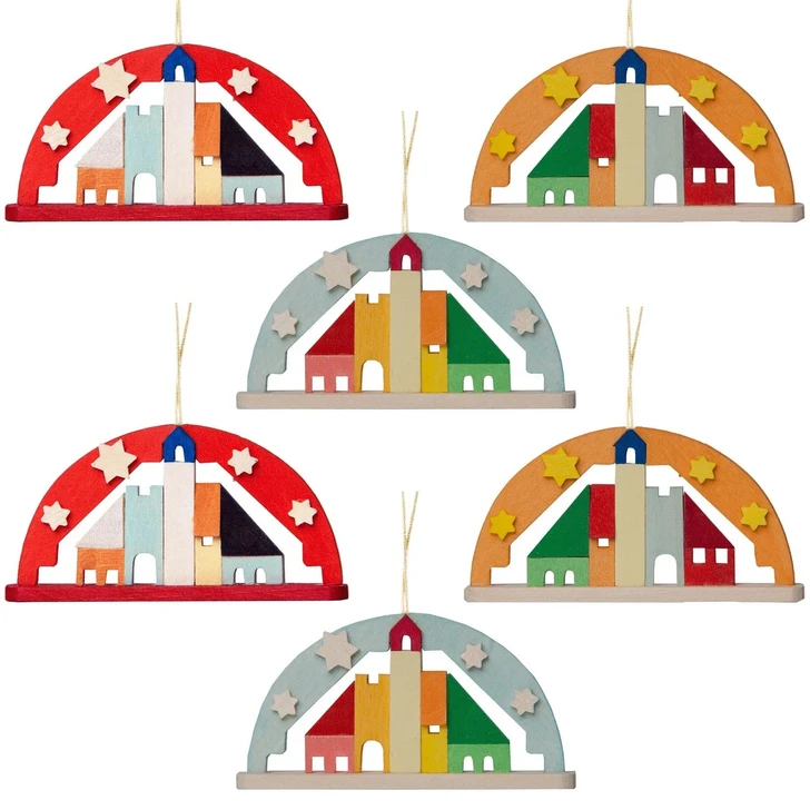 Arch Shaped Wooden Ornament | Set of 6