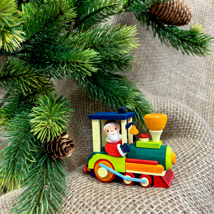 Santa in Train Wooden Ornament – alternate view of the Christmas ornament