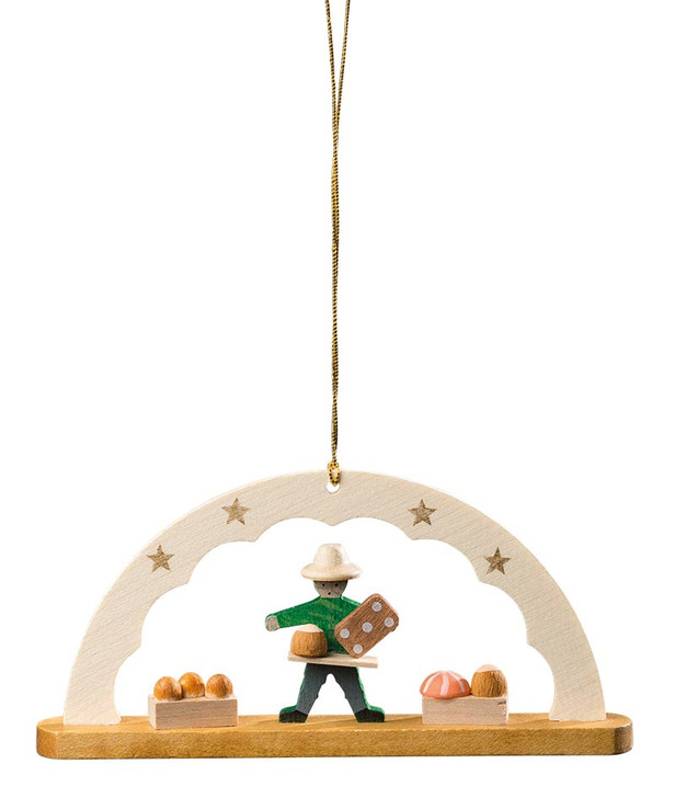 Gingerbread Baker Under Arch Ornament – Handcrafted Wooden Christmas Decoration – Christmas ornament by Richard Glaesser