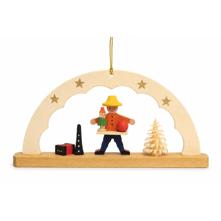 Richard Glässer Toy Seller Arch Ornament | Handcrafted German Wooden Christmas Decoration | 4.5 cm