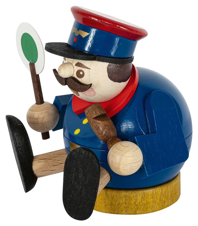 Richard Glässer Mini Railway Worker Incense Smoker | 8 cm – detail view of the German Christmas smoker