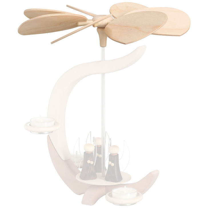 Designed as a replacement part for pyramid models in the 1632x and 1633x series, this assembly features seven angled fan blades that capture rising heat and rotate the pyramid’s display.