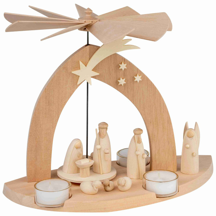 Nativity and Shepherd German Pyramid | 9 Inches Tall
