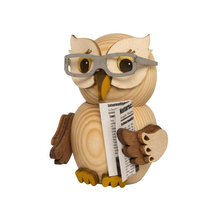German Wooden Mini Owl with Glasses – 2.75 Inches