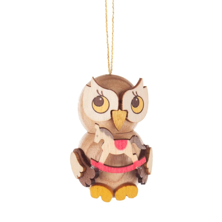 Owl with Rocking Horse German Christmas Ornament