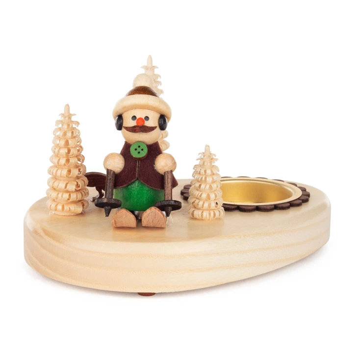 Snowman Skier German Candle Holder