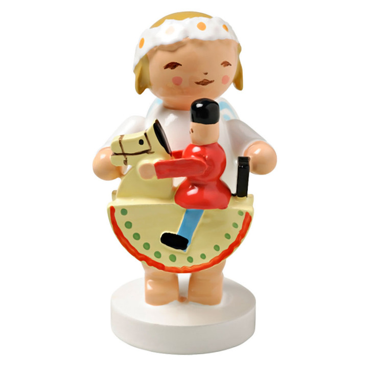 WENDT & KÜHN Blonde Angel Figurine Rocking Horse – Christmas ornament
