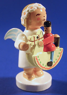 WENDT & KÜHN Blonde Angel Figurine Rocking Horse – alternate view of the Christmas ornament