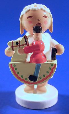 WENDT & KÜHN Blonde Angel Figurine Rocking Horse – detail view of the Christmas ornament