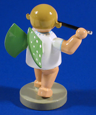 WENDT & KÜHN Blonde Angel Traverse Flute Figurine – side view of the Christmas ornament