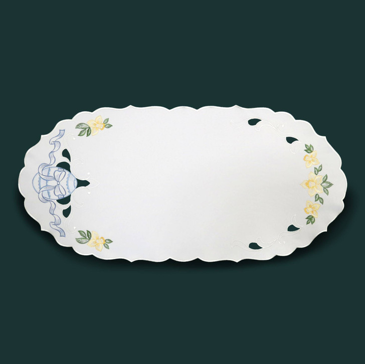 Easter Egg Tablecloth German Table Topper Oval
