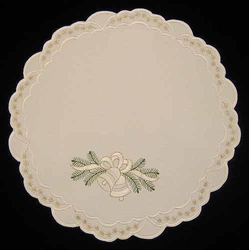 German Holiday Christmas Bell Round Table Topper
