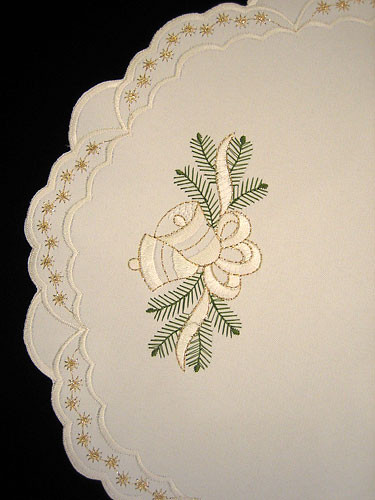 German Holiday Christmas Bell Round Table Topper