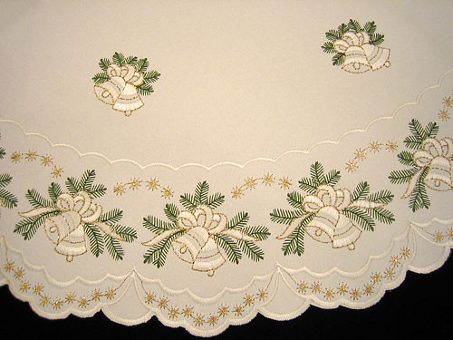 German Holiday Christmas Bell Round Table Topper