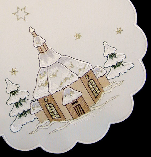 German Village Church Christmas Table Topper 30 – detail view of the German handcrafted gift