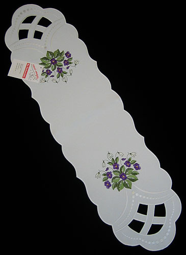 German Violet Linen Oval Table Topper