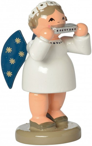 Angel Figurine with a Mouth organ - ChristKindl-Markt