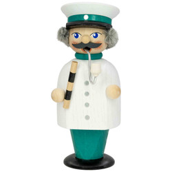 Wooden Smoking Man Figure Erzgebirge Little Journeymen People's Policeman | 14cm