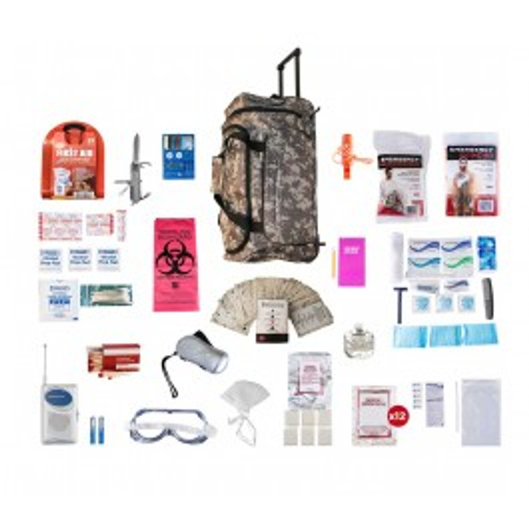 1 Person Deluxe Survival Kit (72+ HOURS) CAMO Wheel Bag