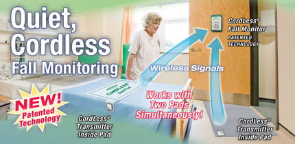 Cordless monitor Alarm works with two components
Bed pads, chair pads and floor mats  
a 2  component system