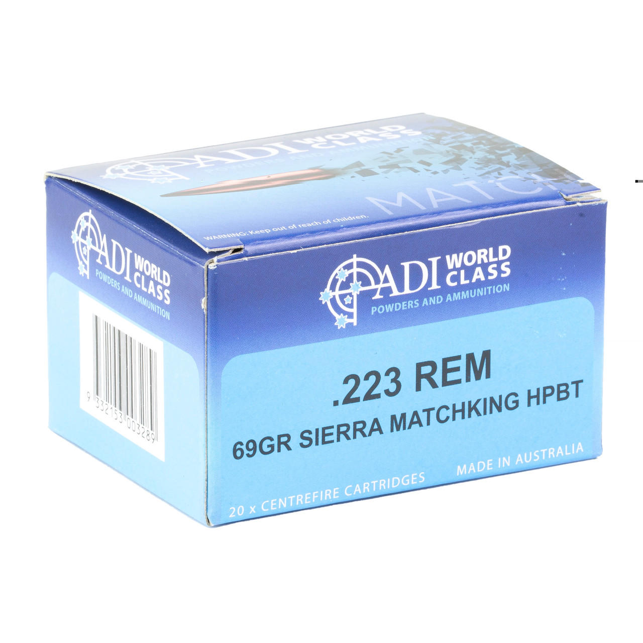 ADI WORLD CLASS AMMUNITION 223 REM - 69 GR - SIERRA BTHP - 20 RDS/BOX