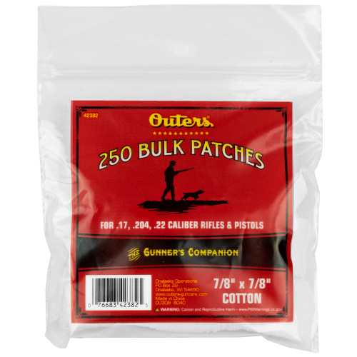 OUTERS CLEANING PATCHES - 17-.22 CAL PATCH - 250 PK OUTERS CLEANING PATCHES - 17-.22 CAL PATCH - 250 PK