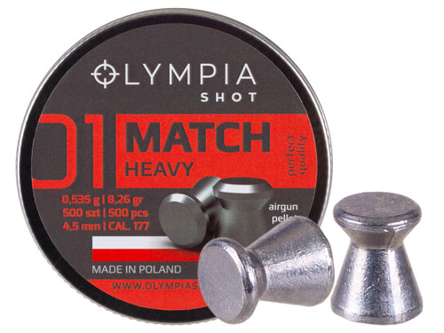 OLYMPIA SHOT MATCH HEAVY - .177 CAL - WADCUTTER - 8.26 GR - 500/tin OLYMPIA SHOT MATCH HEAVY - .177 CAL - WADCUTTER - 8.26 GR - 500/tin