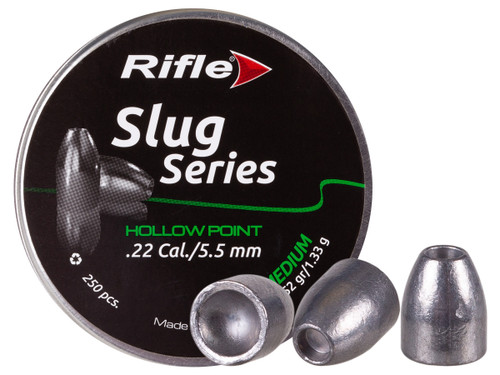 RIFLE SLUG SERIES MEDIUM - .22 CAL - HOLLOW-POINT SLUG - 20.52 GR - 250/tin RIFLE SLUG SERIES MEDIUM - .22 CAL - HOLLOW-POINT SLUG - 20.52 GR - 250/tin