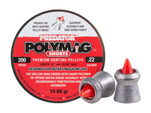PREDATOR POLYMAG SHORTS - .22 CAL - POLYMER TIP - 15.9 GR - 200/tin PREDATOR POLYMAG SHORTS - .22 CAL - POLYMER TIP - 15.9 GR - 200/tin