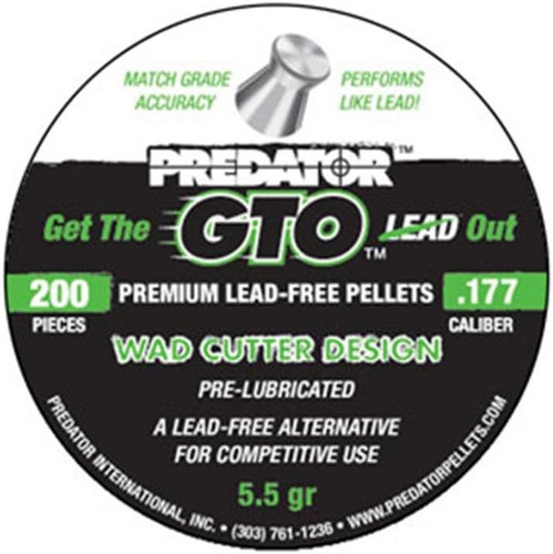 PREDATOR GTO LEAD FREE - .177 CAL - WADCUTTER - 5.50 GR - 200/tin