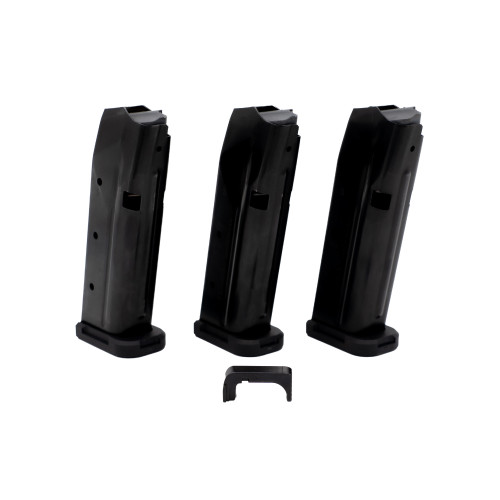 SHIELD S15 MAGAZINE - 9MM - 10 ROUND CAPACITY - 15 ROUND BODY - 3PK W/ MAGAZINE RELEASE - STEEL - BLACK