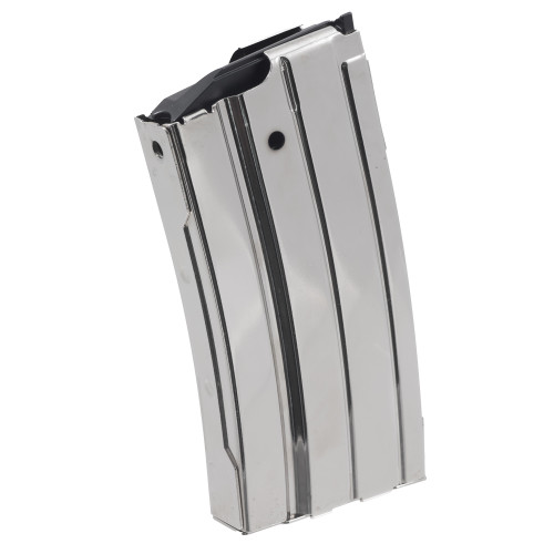 RUGER MINI-14 MAGAZINE - 556 NATO/223 REM - 10 ROUND CAPACITY - 20 ROUND BODY - STEEL - SILVER RUGER MINI-14 MAGAZINE - 556 NATO/223 REM - 10 ROUND CAPACITY - 20 ROUND BODY - STEEL - SILVER