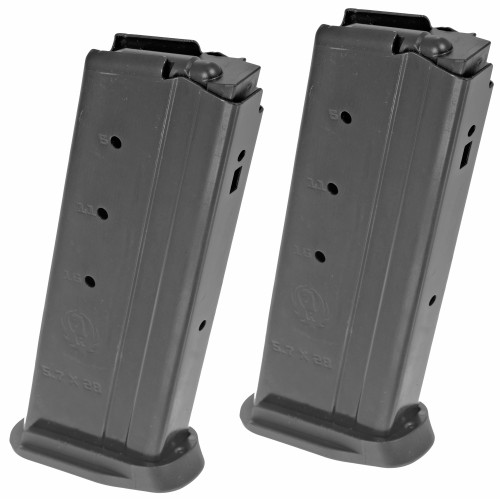 RUGER-57 5.7X28MM MAGAZINE - 5.7X28MM - 10 ROUND CAPACITY - 20 ROUND BODY - 2PK - STEEL - BLACK RUGER-57 5.7X28MM MAGAZINE - 5.7X28MM - 10 ROUND CAPACITY - 20 ROUND BODY - 2PK - STEEL - BLACK