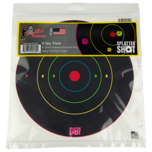 Pro-Shot 8-Inch Multicolor Bullseye Targets 6-Pack front view