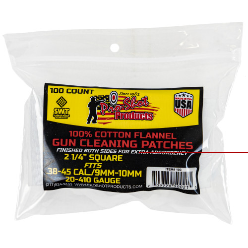 Pro-Shot Products Patches - 38-45 Cal, 20-410 Ga Patch - 100 pk Pro-Shot Products Patches - 38-45 Cal, 20-410 Ga Patch - 100 pk
