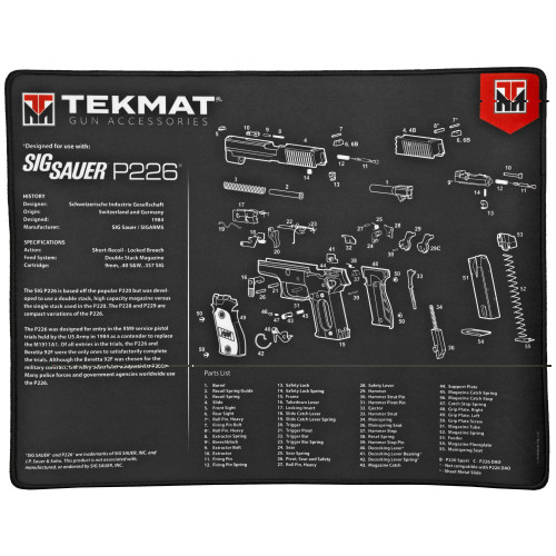 TekMat Ultra 20 Sig Sauer P226 gun cleaning mat with printed diagram