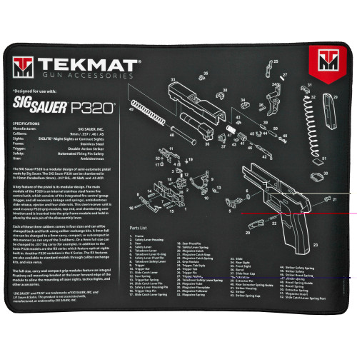 TekMat Ultra 20 Sig P320 gun cleaning mat laid flat