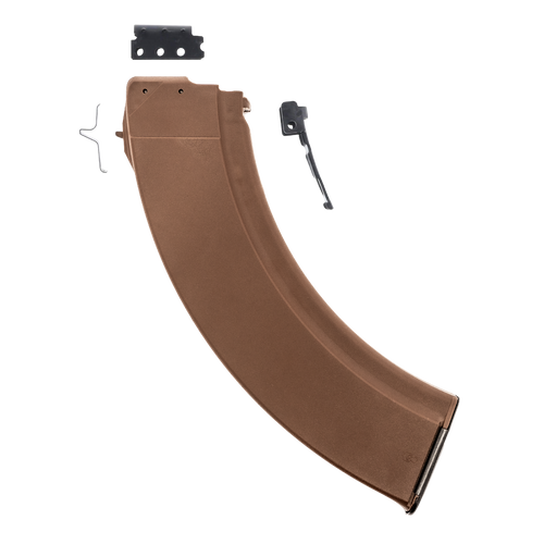 BULGARIAN AK-47 MAGAZINE - 7.62x39mm - 10 ROUND CAPACITY - 40 ROUND BODY - REINFORCED STEEL LUG POLYMER - BROWN